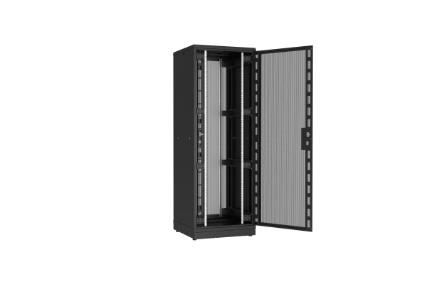 Напольный шкаф NIKOMAX серии TFR-R2 19", 47U, двери перфорированные, одностворчатая и двустворчатая, металлические стенки, Ш800хВ2232хГ800мм, в разобранном виде, черный
